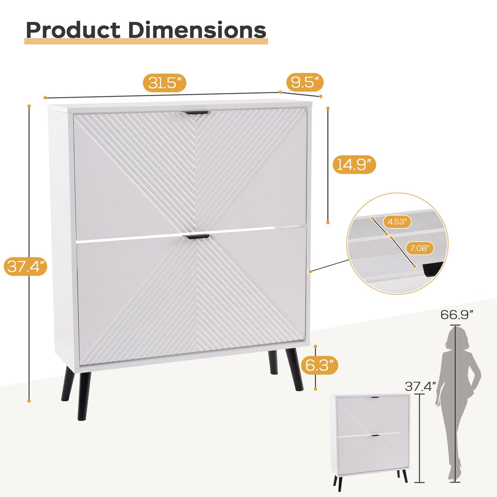 Shoe Cabinet Storage with 2 Flip Drawers, 31.5'' W Freestanding Shoes Rack