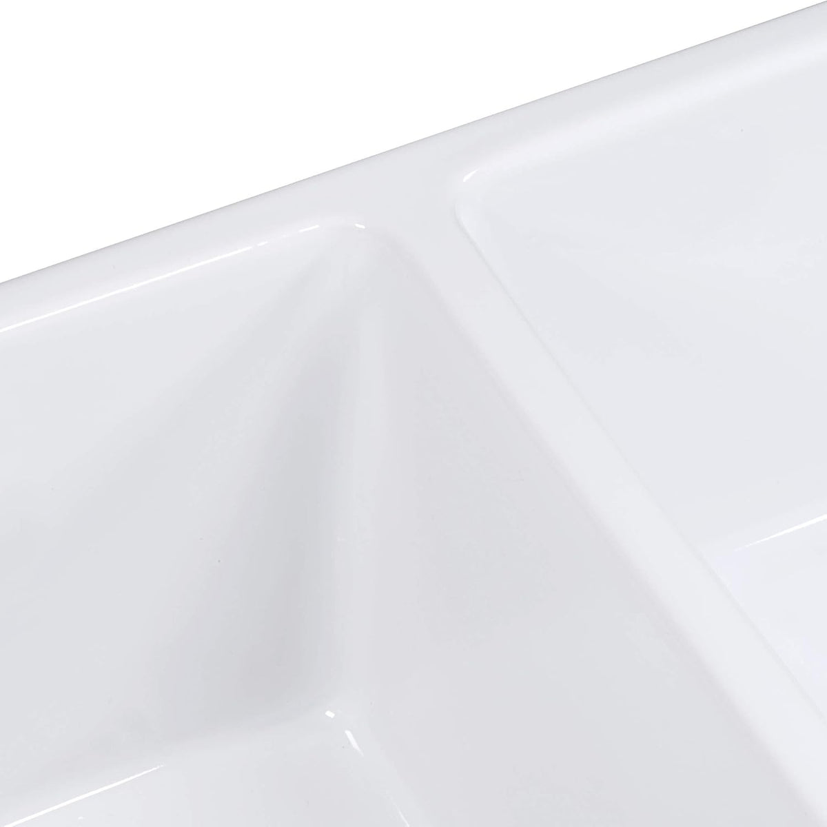 33-inch Fireclay Farmhouse Apron-Front Kitchen Sink Double Bowl - White - RVL2311WH
