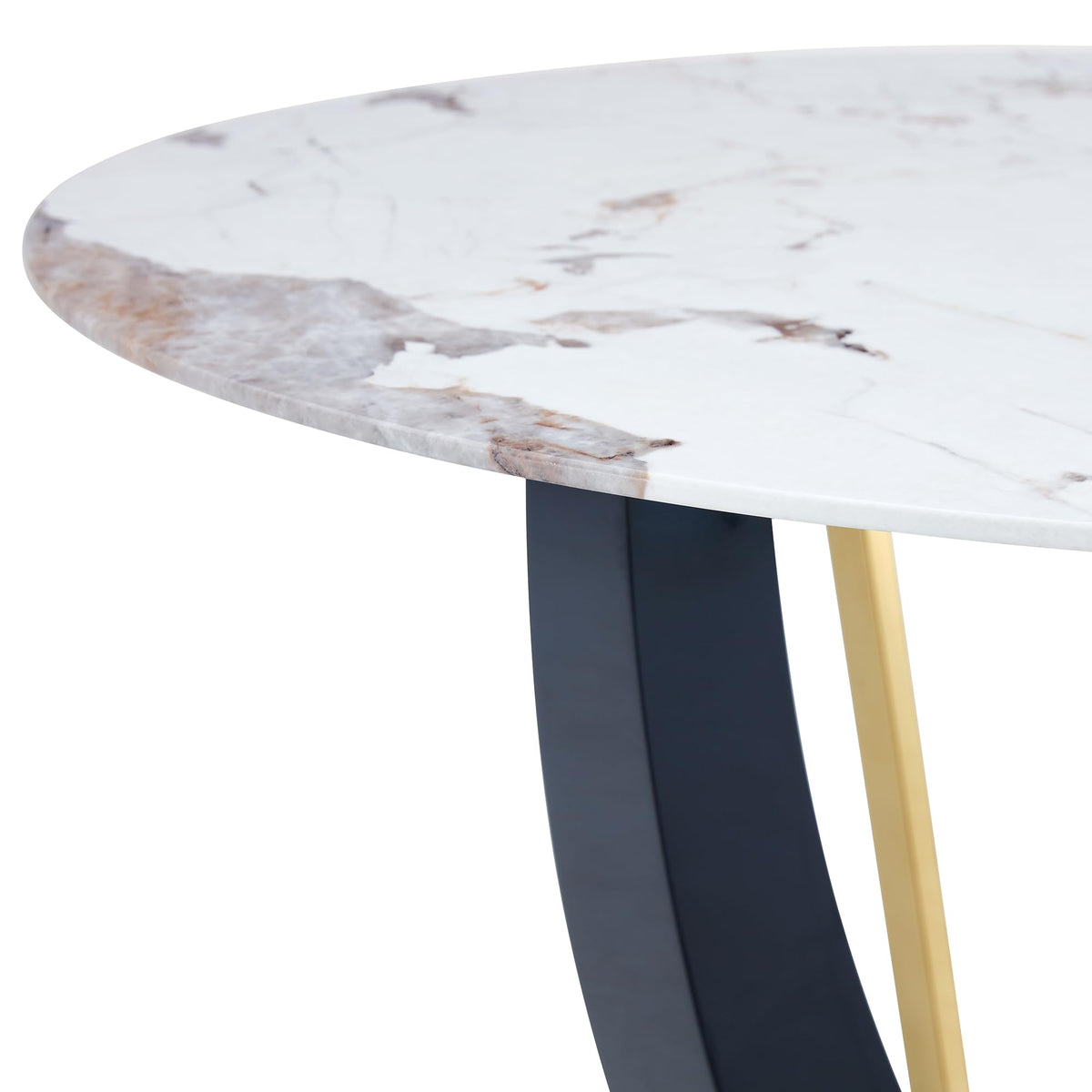 Inspired Saarinen Style 42 Inch Round Faux Marble Dining Table for 4, Modern Small Kitchen Table with Black Pedestal Base, Space Saving