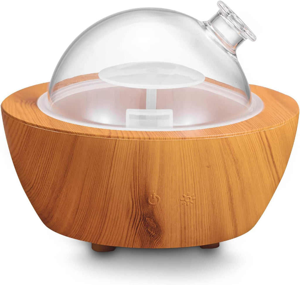 280ml Glass Essential Oil Diffuser Wood Grain Base Air Aroma Diffusers for Aromatherapy Cool Mist Humidifier with