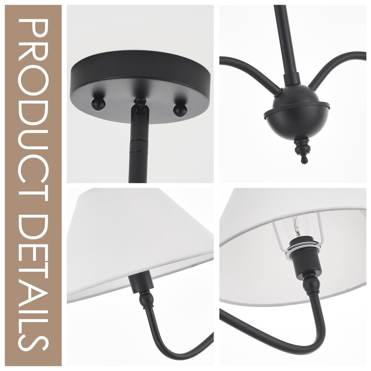 Modern Linear Chandelier Island, 2-Light Linear Light Fixture with Off-White Fabric Shade, Rustic Pendant Light