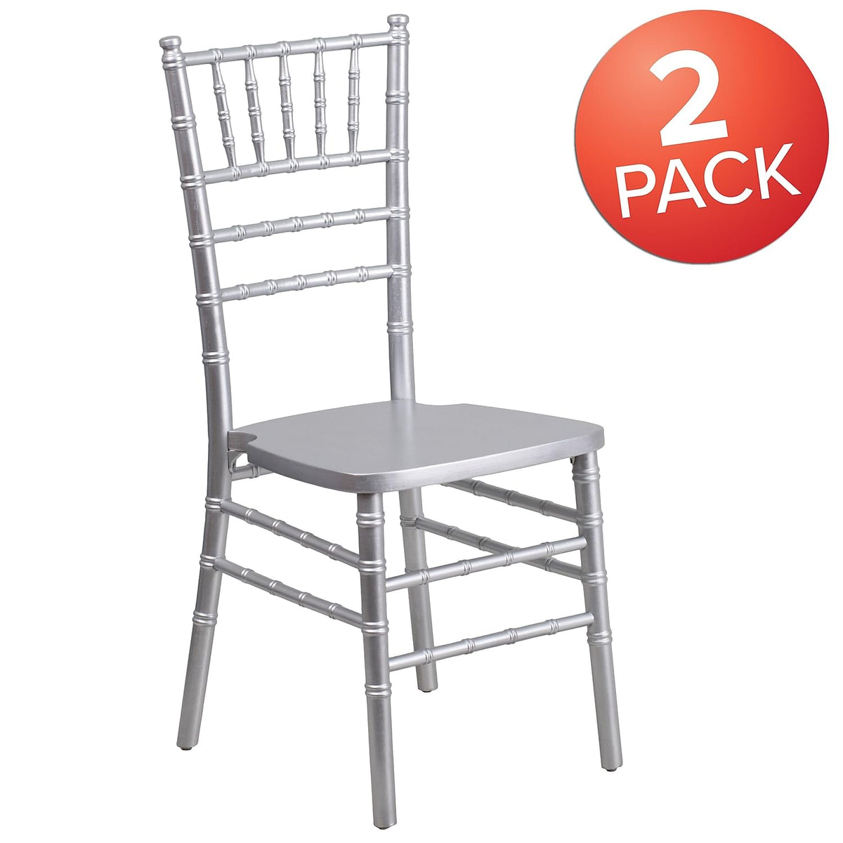 2 Pack HERCULES Series Silver Wood Chiavari Chair