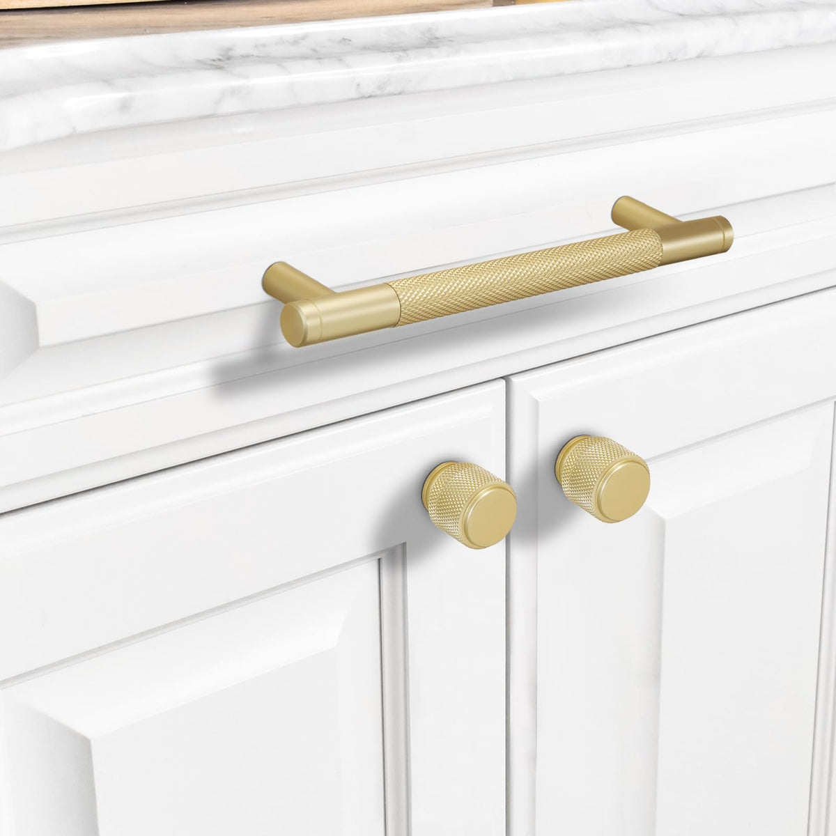 10 Pack 5Inch Kitchen Cabinet Handles Brushed Gold Knurled Cabinet Pulls Gold Drawer Pulls Kitchen Hardware