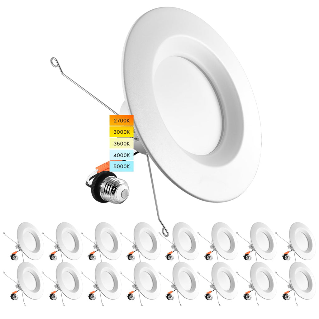 5/6 Inch LED Recessed Retrofit Downlight, 14W=90W, 1100LM (16 Pack)