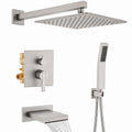 Shower System with Tub Spout, All Metal Bathtub Shower Faucet Set with High Pressure 10 Inch Rain Shower Head
