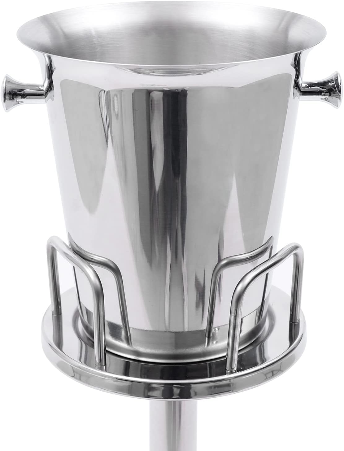 Ice Bucket with Stand, 22.5cm Height Stainless Steel Wine Chiller Holder Ice Cube Container Cooler with Carrying