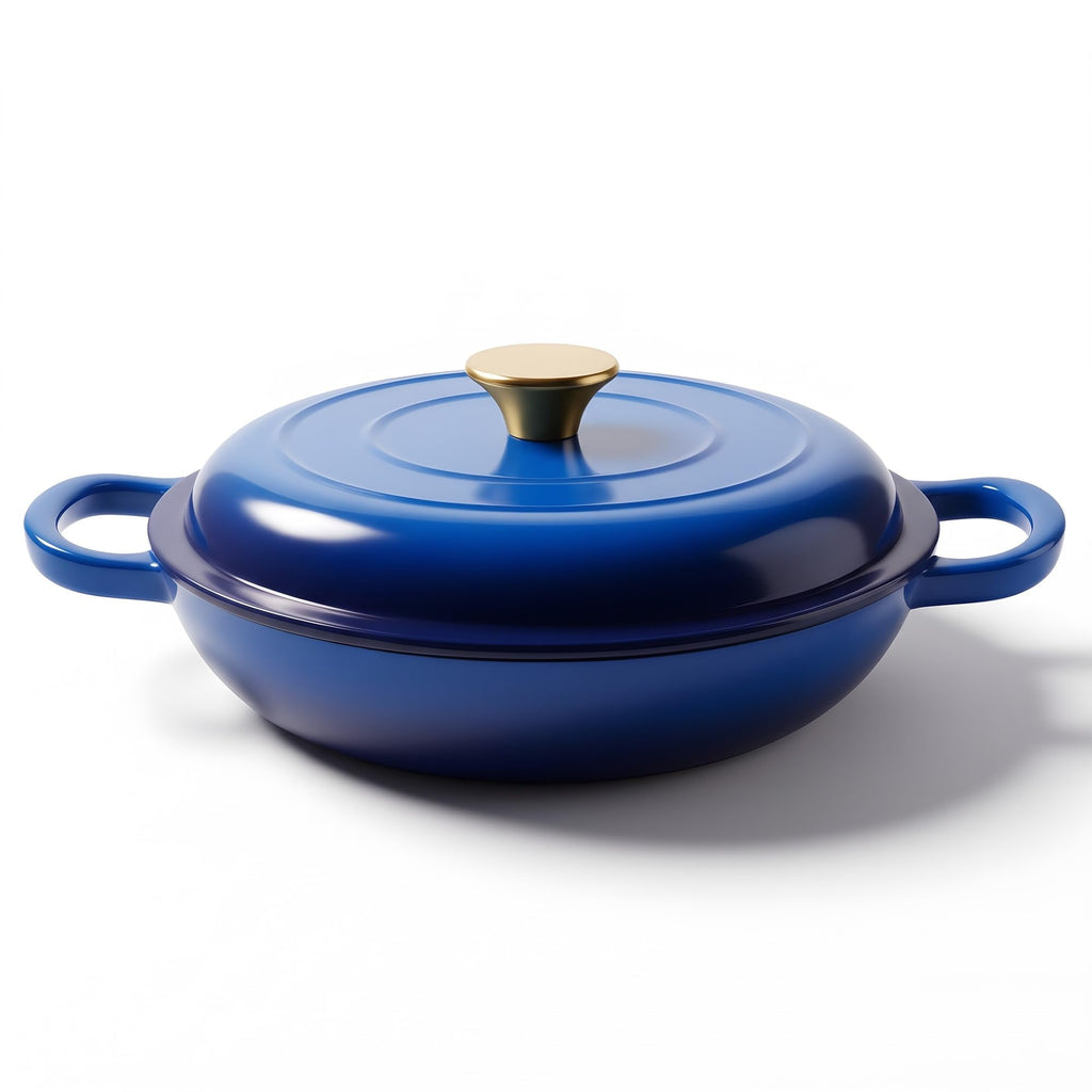 Dutch Oven Enameled Cast Iron with Lid - Big Dual Handles - Oven Safe up to 500°F - Classic Round Pot for Versatile