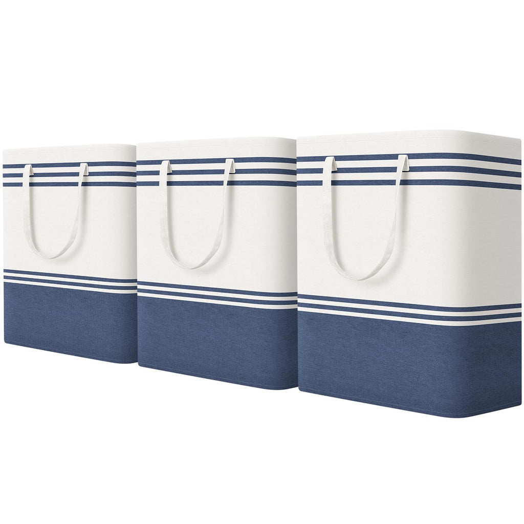 3-Pack Laundry Basket, Laundry Hamper, Blue-125L