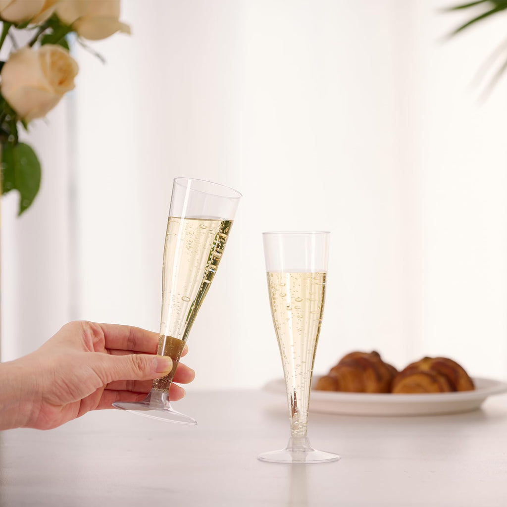 4.5 oz Plastic Champagne Flutes Disposable Clear 100 Pack