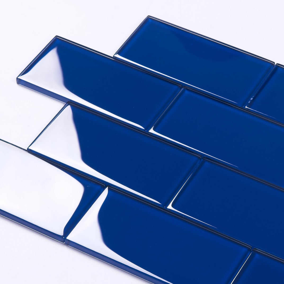 Glass Subway Tile 3 x 6 Inch Cobalt Blue Backsplash Bathroom Wall Pack of 32 Sheets