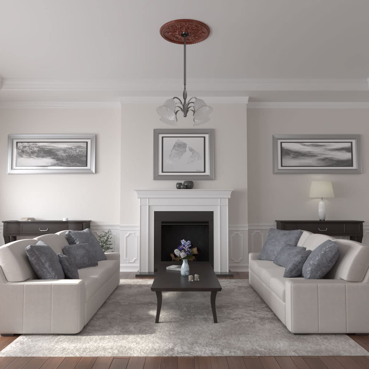 32 5/8"OD x 2"P Bradford Ceiling Medallion (Fits Canopies up to 6 5/8") - Ceiling Medallion, FireBrick