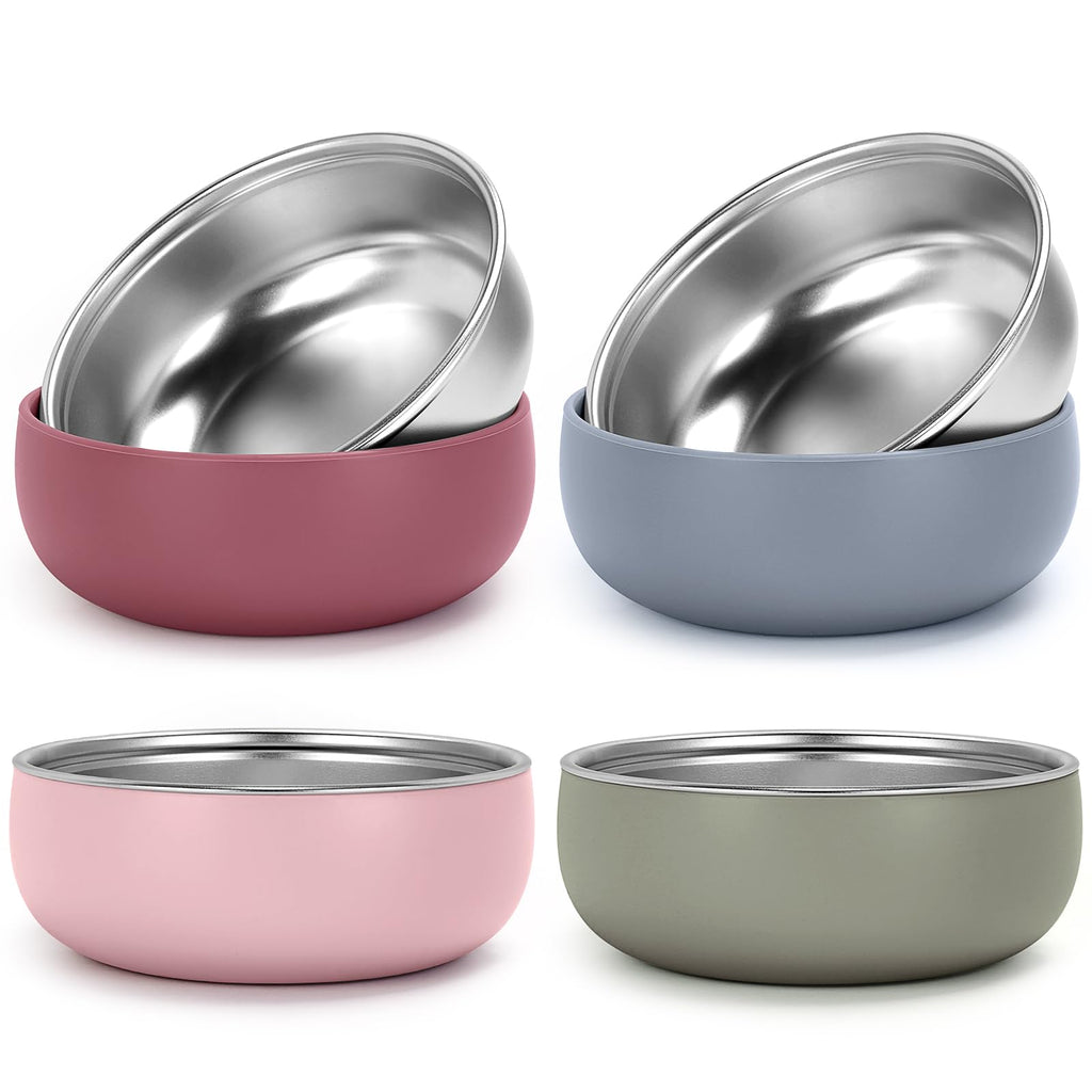 4 pack Toddler Bowls 5 Inches Wide, Stainless Steel Bowls for Kids