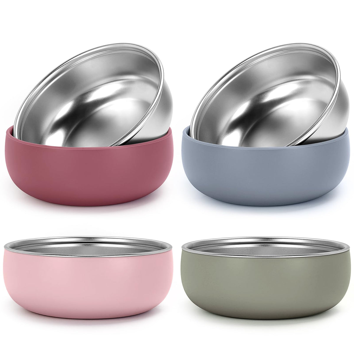 4 pack Toddler Bowls 5 Inches Wide, Stainless Steel Bowls for Kids