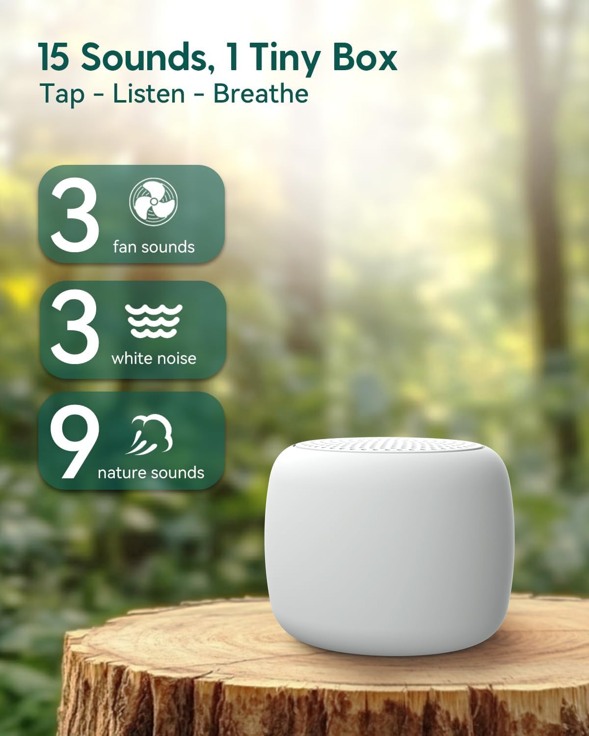 Portable White Noise Machine + Travel Case in Grey, for Adults Kids Baby