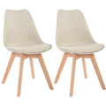 Inspired Eames Style Mid Century Modern Dining Chairs, Shell Lounge Plastic Side Chair with Soft Padded and Wooden Legs Living Room Bedroom