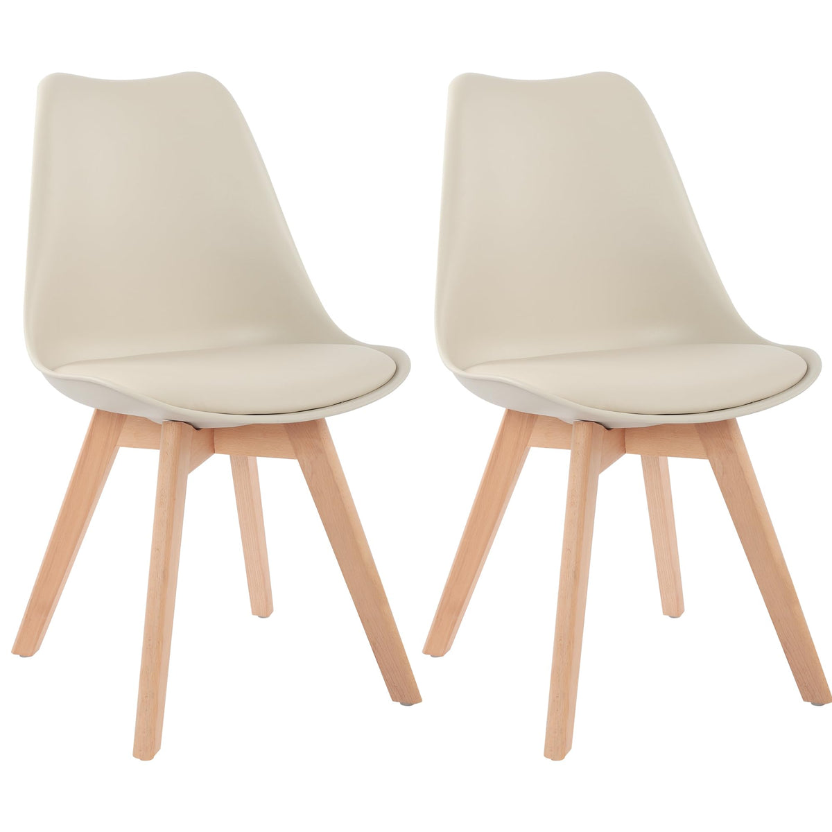 Inspired Eames Style Mid Century Modern Dining Chairs, Shell Lounge Plastic Side Chair with Soft Padded and Wooden Legs Living Room Bedroom