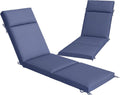 Outdoor Chaise Lounge Cushions Set of 2, Navy Blue | 6 Ties, High-Density Foam, Water-Repellent, UV-Resistant, Patio