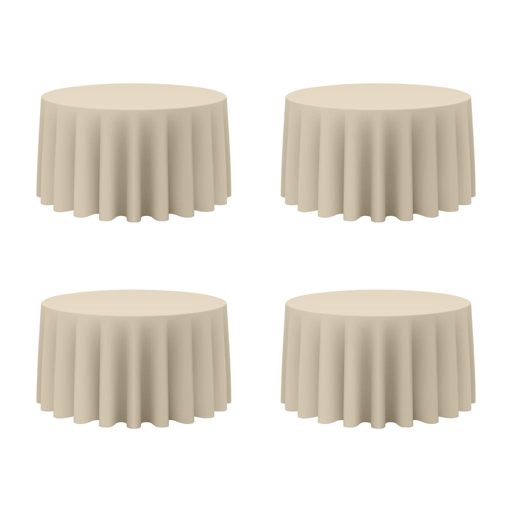 4 Pack Beige Round Tablecloths 120 Inch for 60" Tables