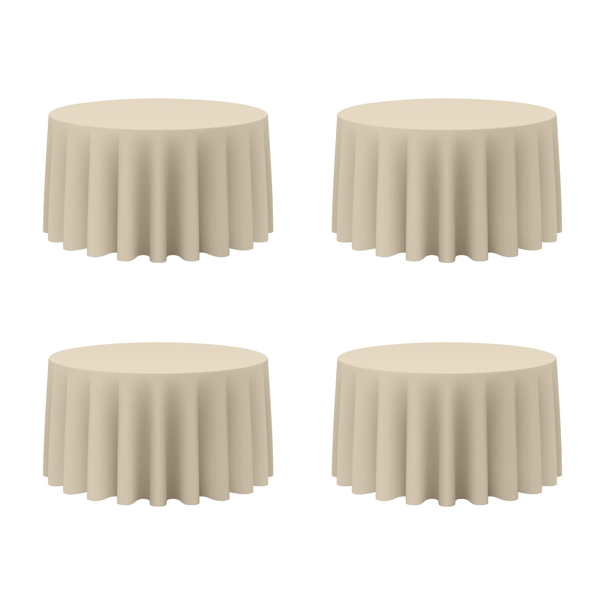 4 Pack Beige Round Tablecloths 120 Inch for 60" Tables