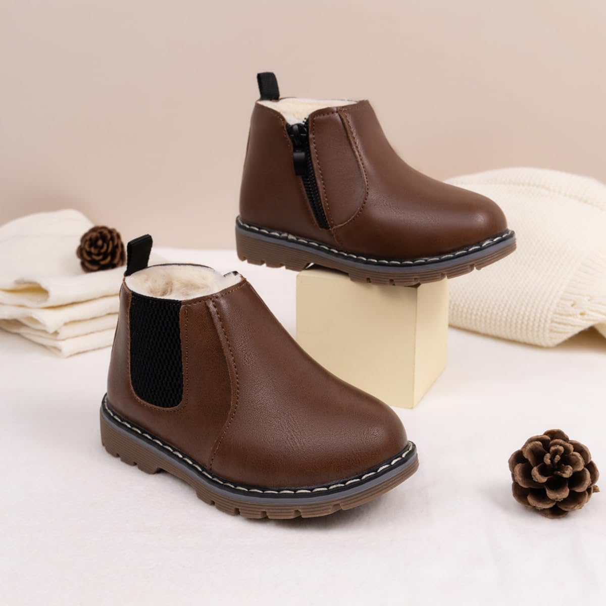 Toddler Girls Boys Combat Ankle Boots Little Kid Waterproof Outdoor Chelsea Fall Booties Leather Comfort Shoes