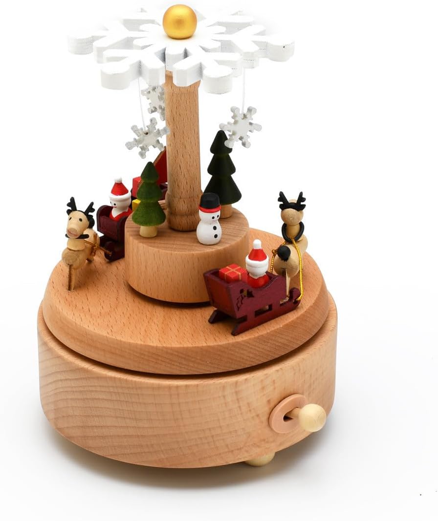 Animated 18 Note Musical Wooden Christmas Wonderland Keepsake-Many Songs to Choose-Carousel Waltz