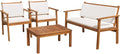 Patio Furniture 4 Piece Outdoor Acacia Wood Patio Conversation Sofa Set with Table & Cushions Porch Furniture for Deck