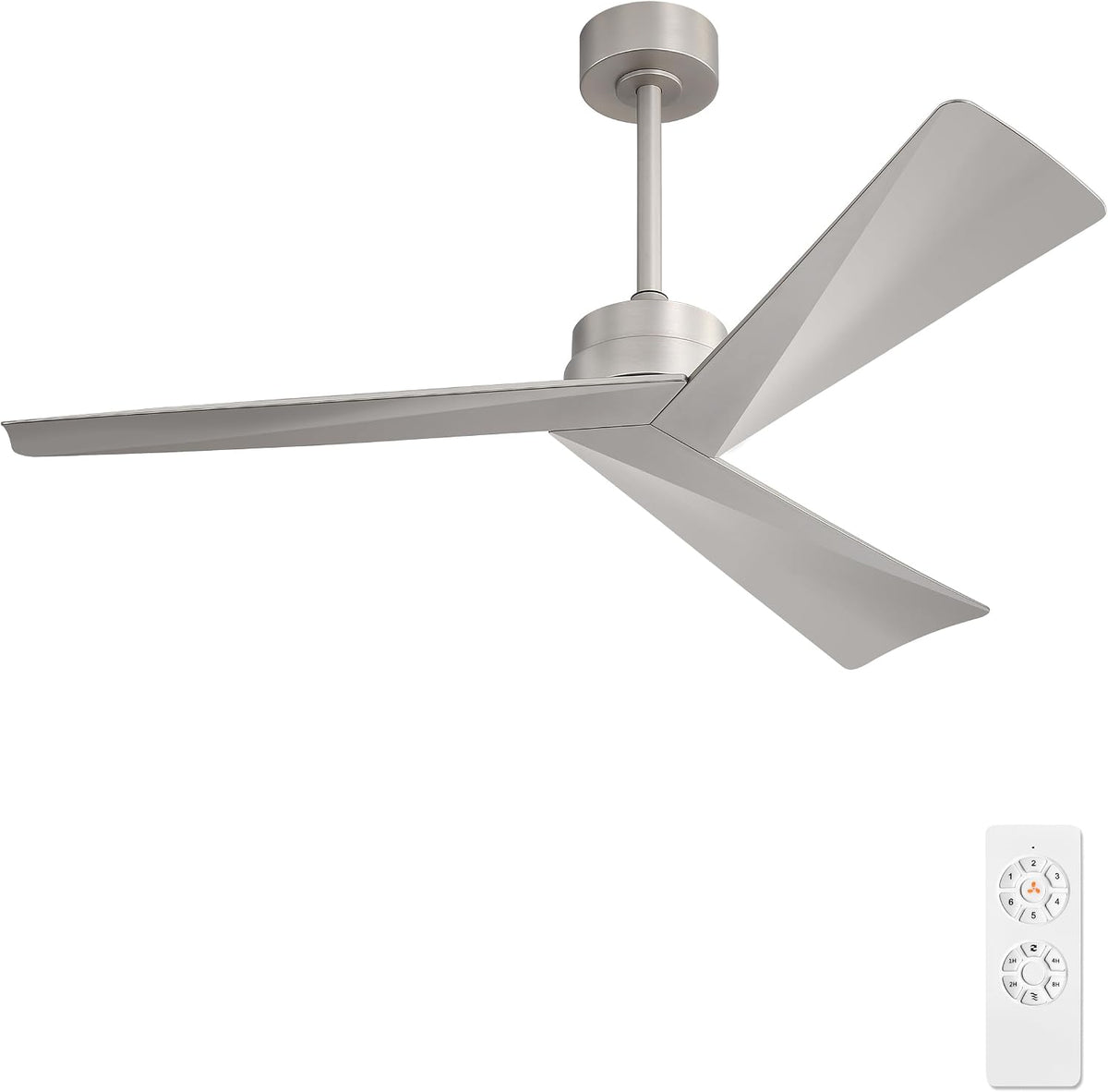 52" Brushed Nickel Ceiling Fan with Remote, No Light