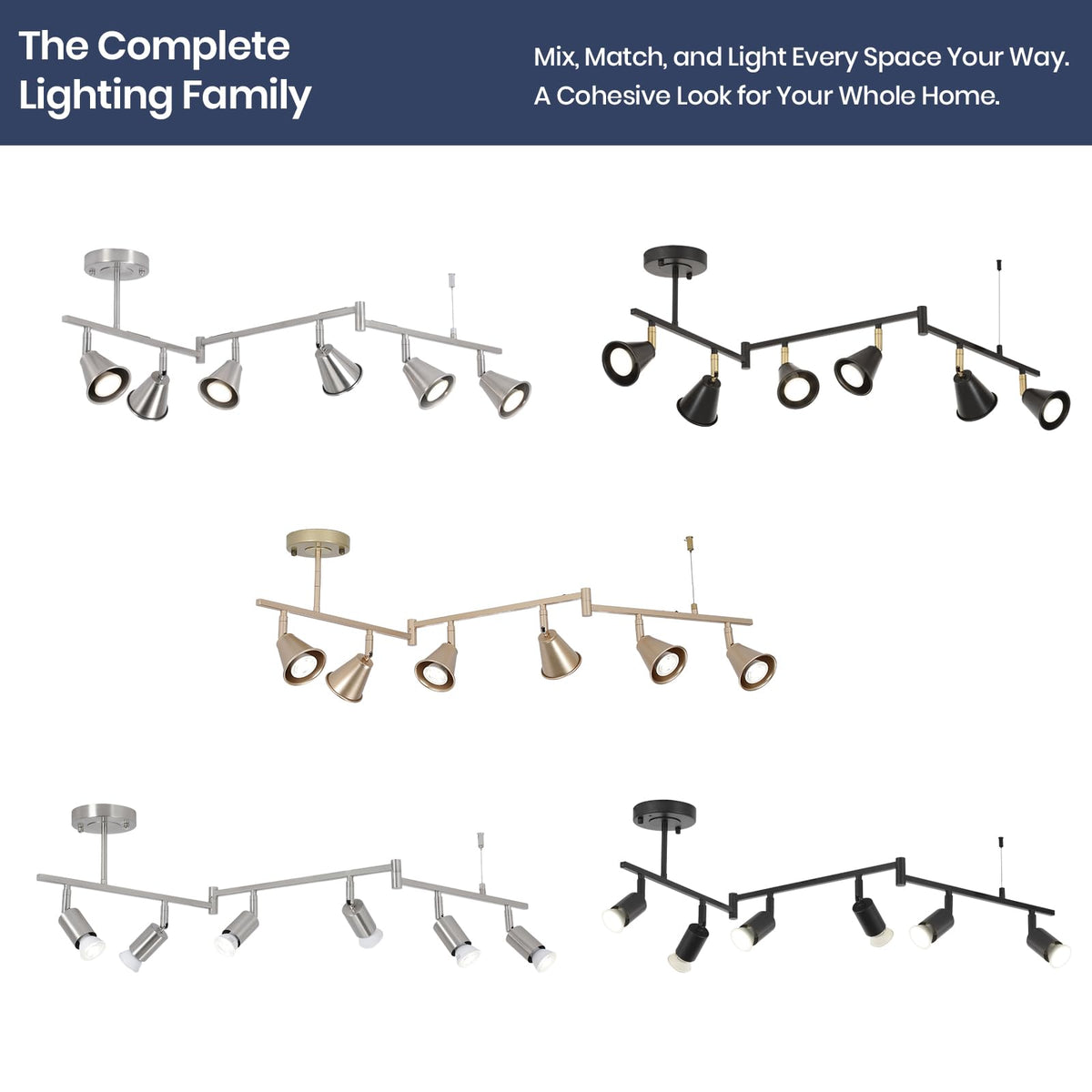 Modern Track Lighting Fixtures Ceiling, Flexible Foldable Arm and Rotatable Light Head, Champagne Gold