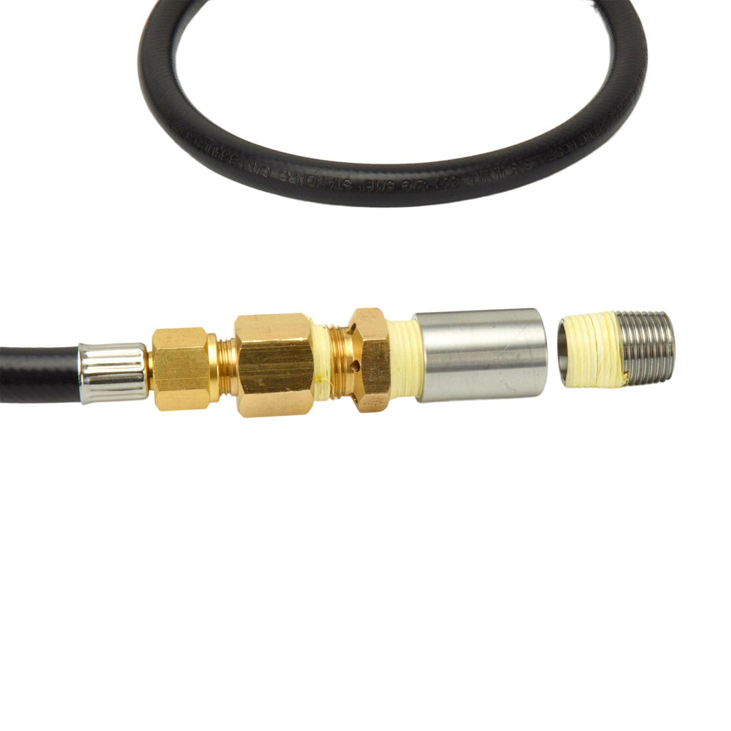 Burner Connection Kit w/ 90k BTU Air Mixer, Chrome Key Valve, Regulator, 1/2" NPT, for DIY Outdoor Gas Fire Pits
