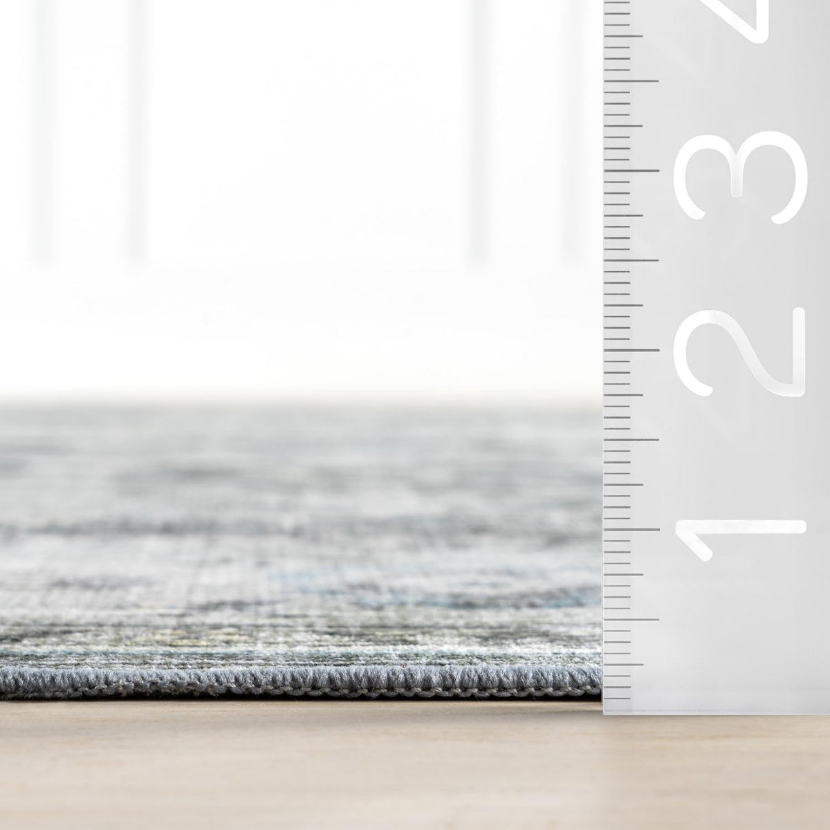 Kaiana Slate Blue Medallion Washable Area Rug