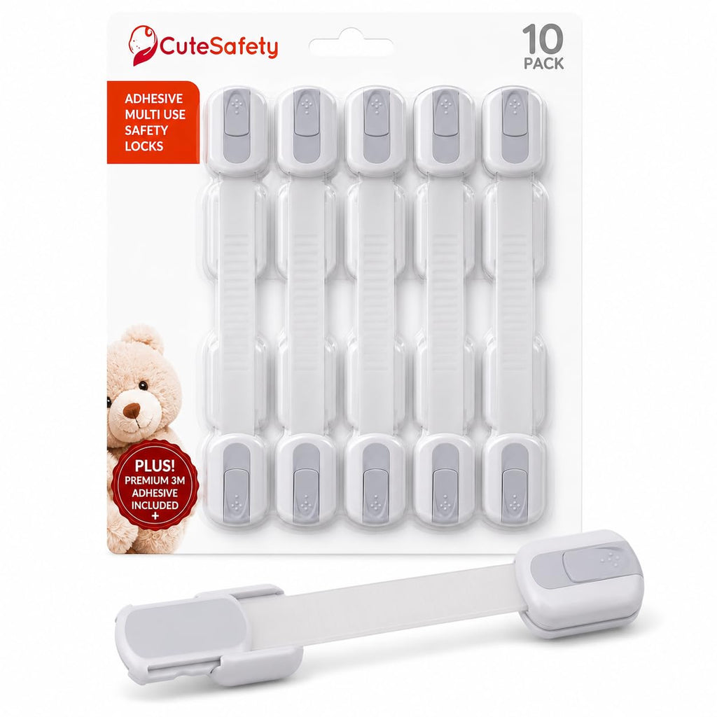 Cabinet Locks Baby Proofing, Child Proof, 10 Pack, Gray