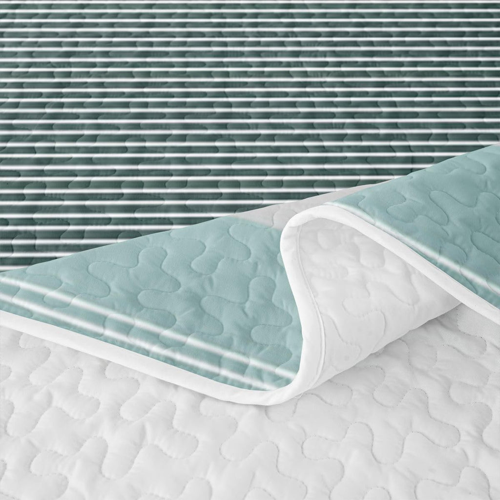 Abstract Geometric Quilt Bedding Set Farmhouse Ticking Stripes Quilted Comforter Mid‐Century Bedspread Coverlet