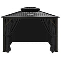 12x14 Gazebo Curtains Outdoor Waterproof, 4 Panel Sidewalls, Black