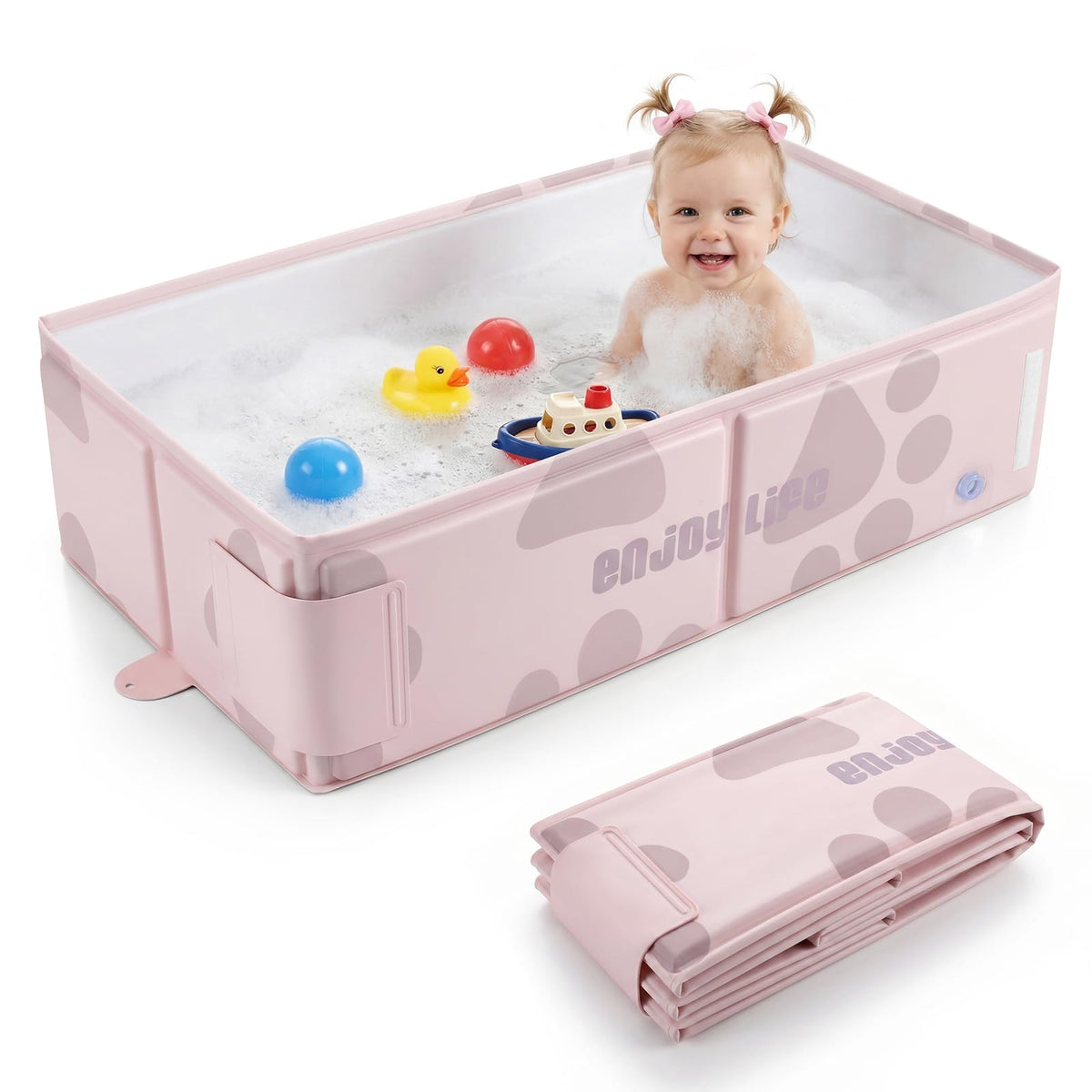Travel Toddler Bathtub with Side Drain Plug