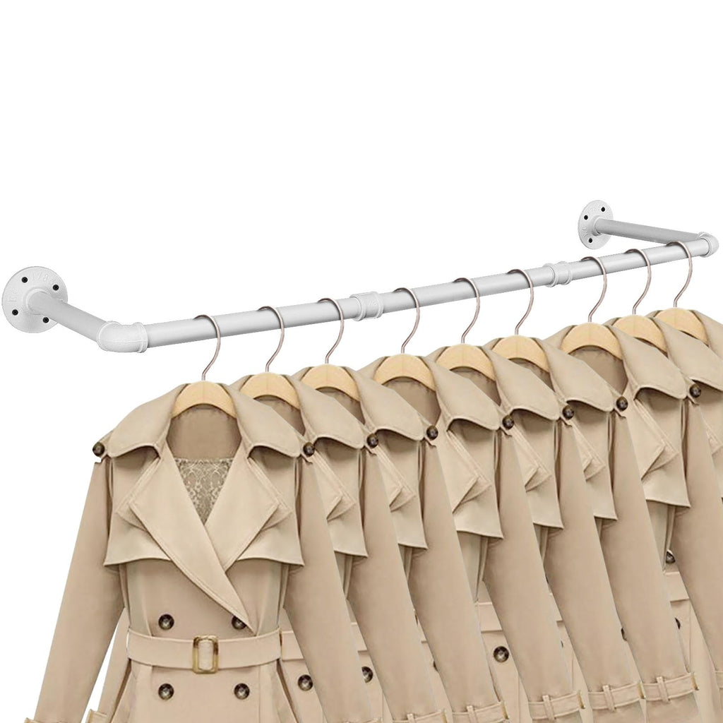 Industrial Iron Pipe Clothes Hanging Bar DIY Wall-Mounted Garment Rack Heavy Duty Clothing Rack , Laundry Room
