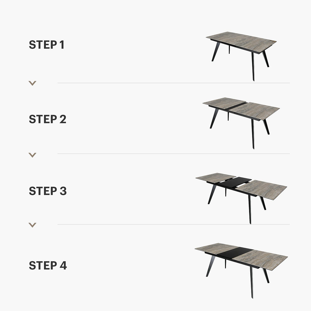 Inspired Saarinen Style Expandable Dining Table for 6-8 Seat, Modern Rectangle Design with Extension Leaf Restaurant, Thicker Top and Carbon