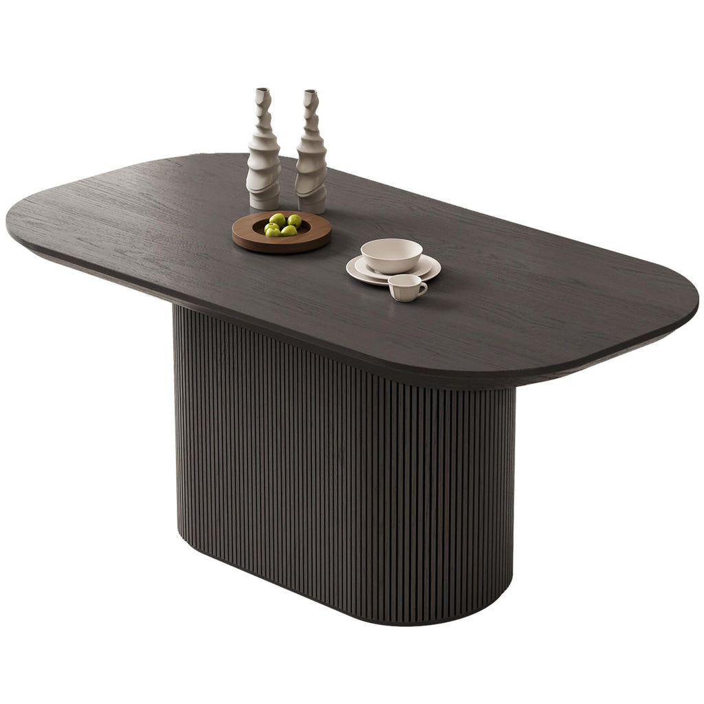 Inspired Saarinen Style 62.99 Inch Rectangular Dining Table for 4-6 People, Modern Kitchen Dining Room Table with Pedestal Base, Black Table