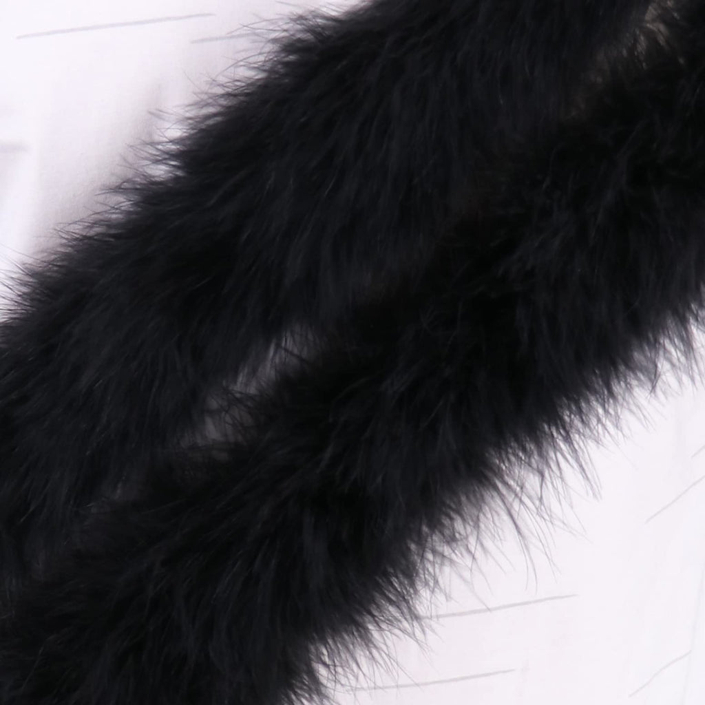 50g Black Fluffy Marabou Feather Boa for DIY Craft Sewing Trim Home Wedding Party Christmas Decoration - 2 Yards