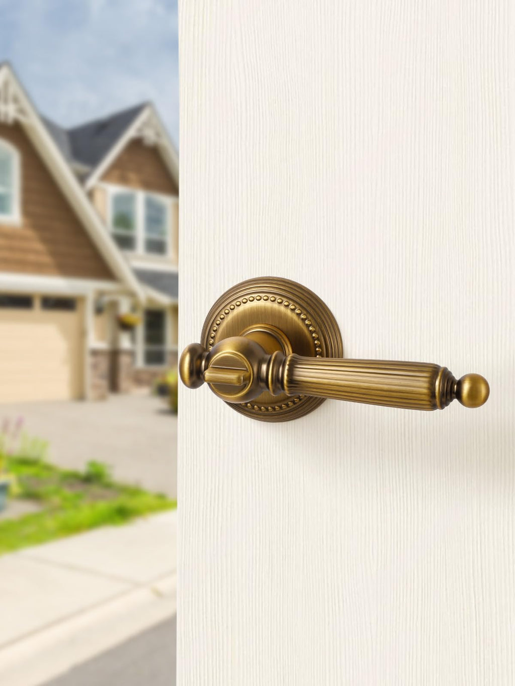 1 Pack Antique Brass Door Lever Privacy Antique Door Handle Door Lever Bedroom and Bathroom Zinc Alloy