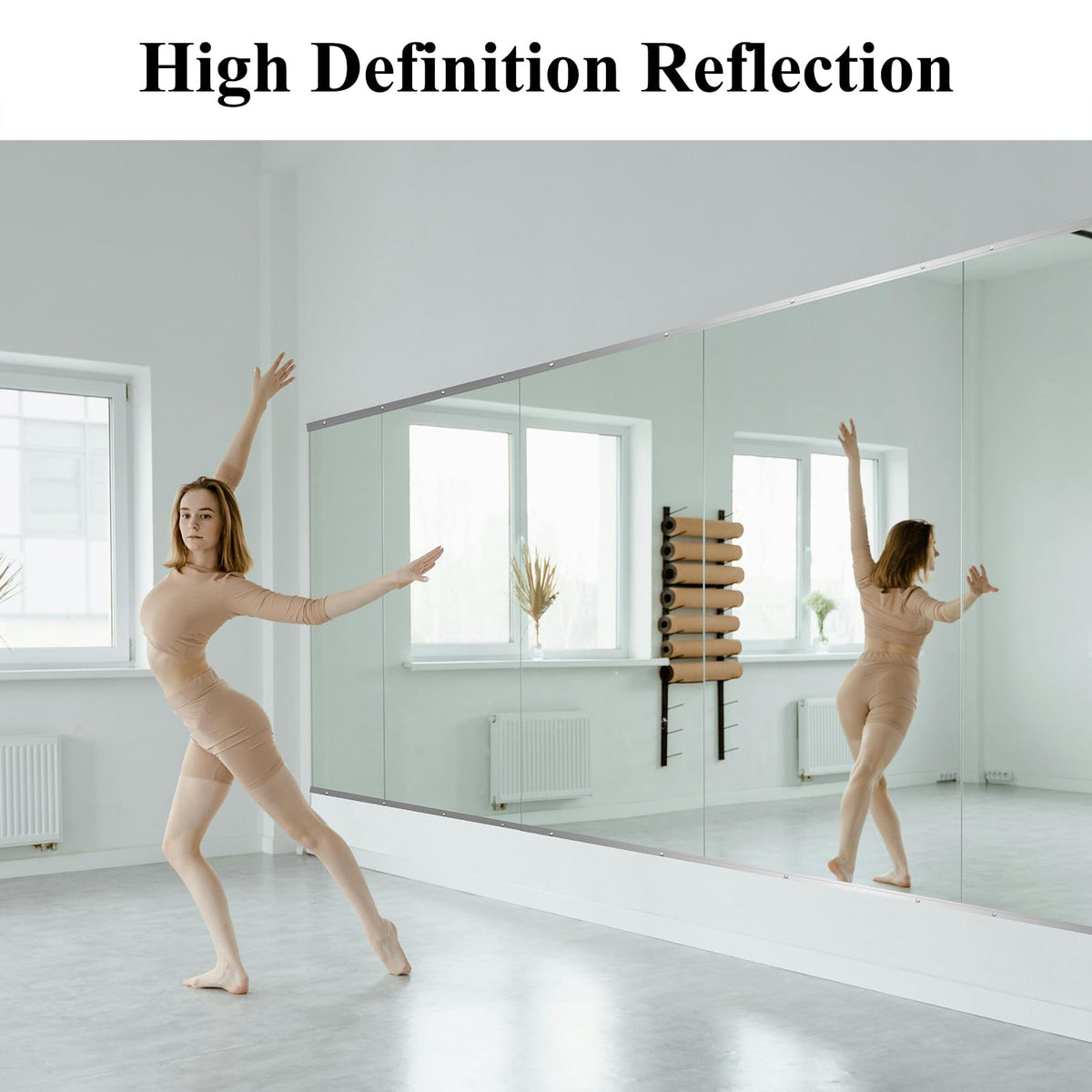 Gym Mirror for Wall, 48" x 28" x 2PCS Frameless Full Length Mirror