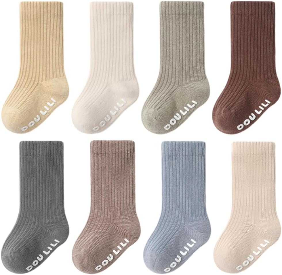 Baby Boy Combed Cotton Socks Toddler Crew Sock Non-Skid for Infant Childrens