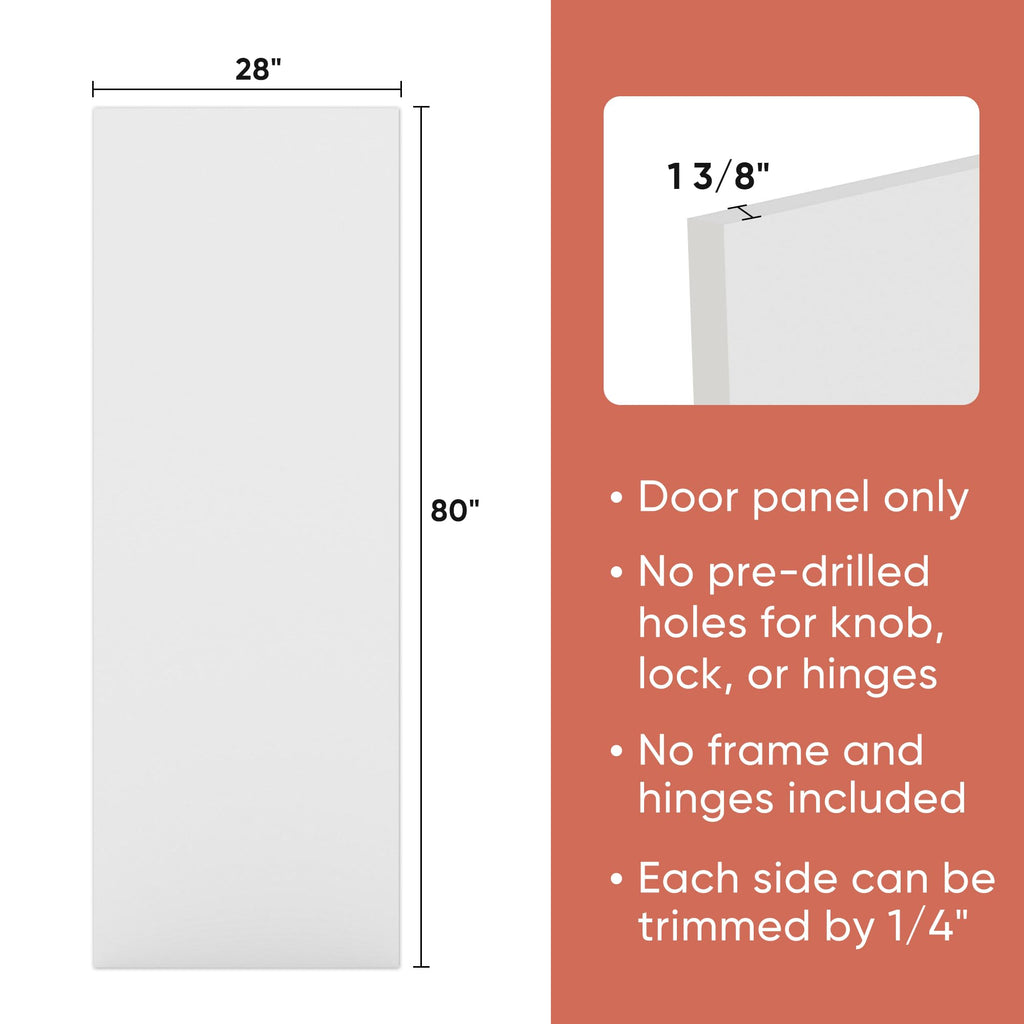 28x80 in Modern Flush Smooth White Primed Interior Door Panel