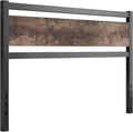 Rustic Wooden Headboard with Metal Slats and a Sturdy Build