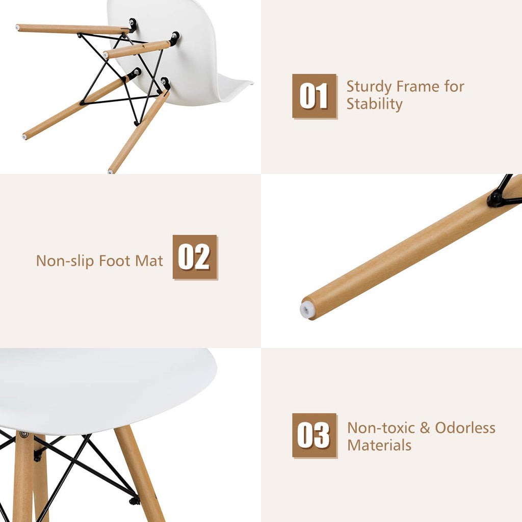 Inspired Eames Style DSW Dining Chairs, Shell Plastic Chairs with Wood Legs, Modern Armless Chairs Kitchen Bedroom, Eiffel DSW