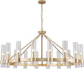 Inspired Ravelle Style Gold Wagon Wheel Chandelier with Glass Shape D50 Large Round Chandelier Lighting for High Ceiling, Hanging Pendant Light Fixtures for Living Room, Dining Room (Gold + Glass Shape)