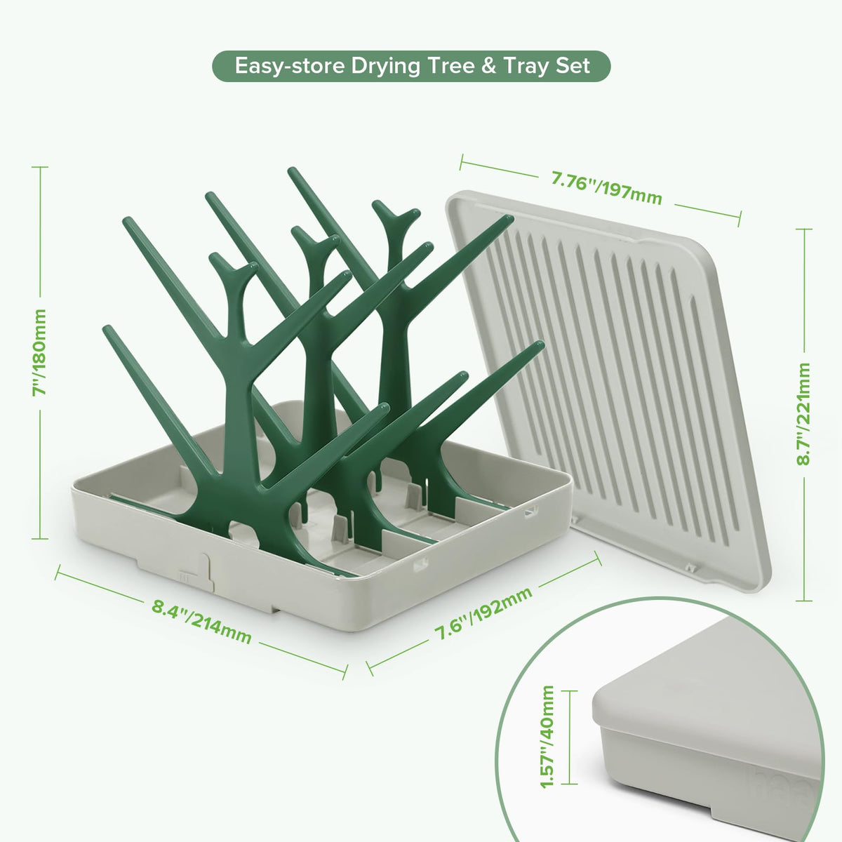 Portable Baby Bottle Drying Rack with Tray,Foldable Space Saving Bottle Drying Tree for Bottles/Pump
