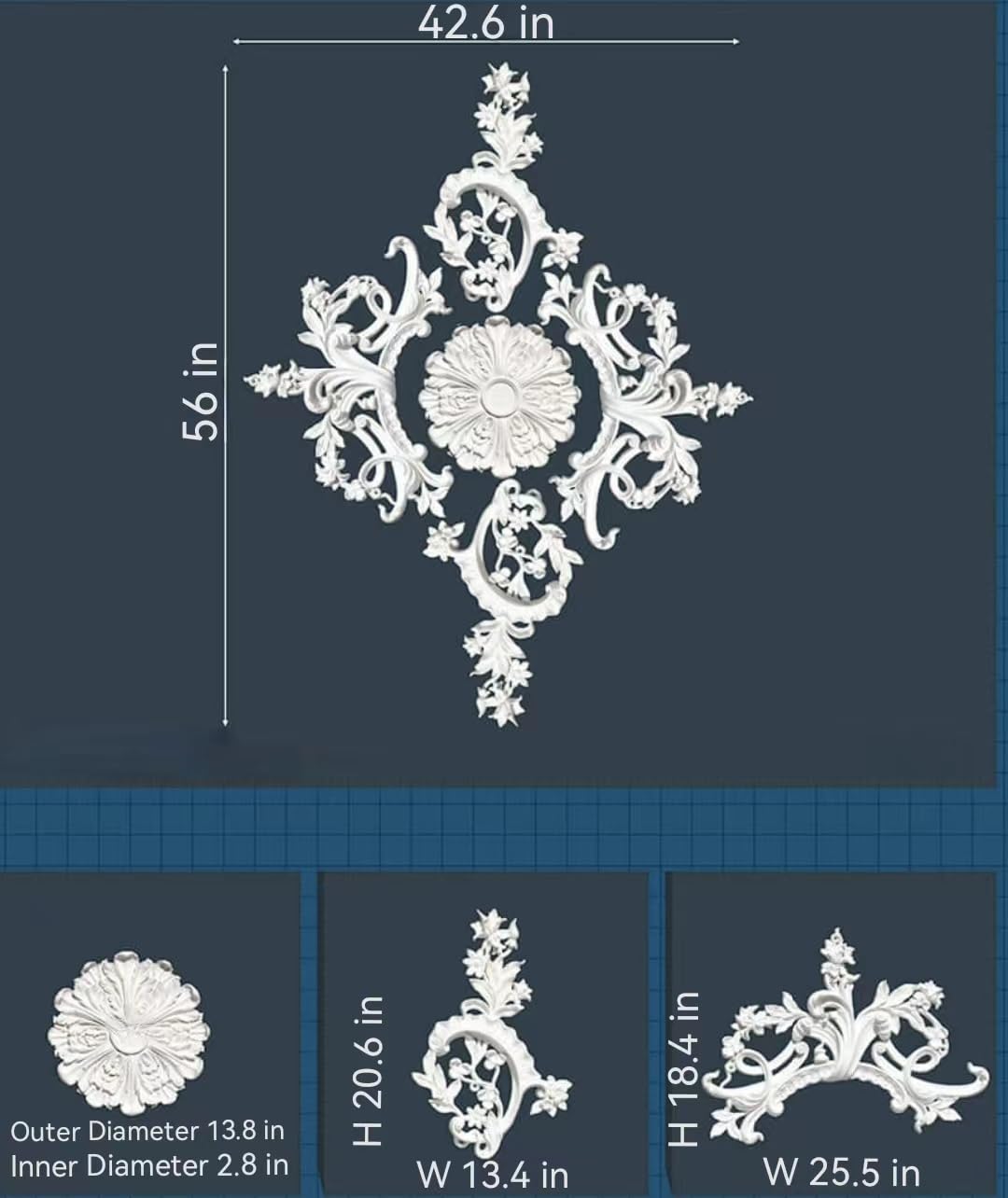 Pieced Pattern Ceiling Medallion Ceiling Medallions for Light Fixtures Split Ceiling Medallion White Ceiling Fan
