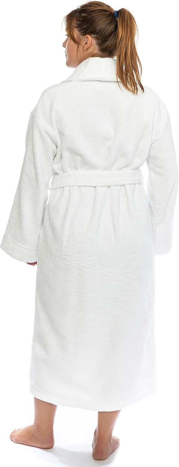 CTT Premium 100% Turkish Cotton Terry Cloth Bath Robe for Women & Men, Soft & Plush Long Unisex Robe