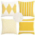 Outdoor Pillows Covers 18x18 Waterproof, Yellow and Beige Set of 4(No Insert