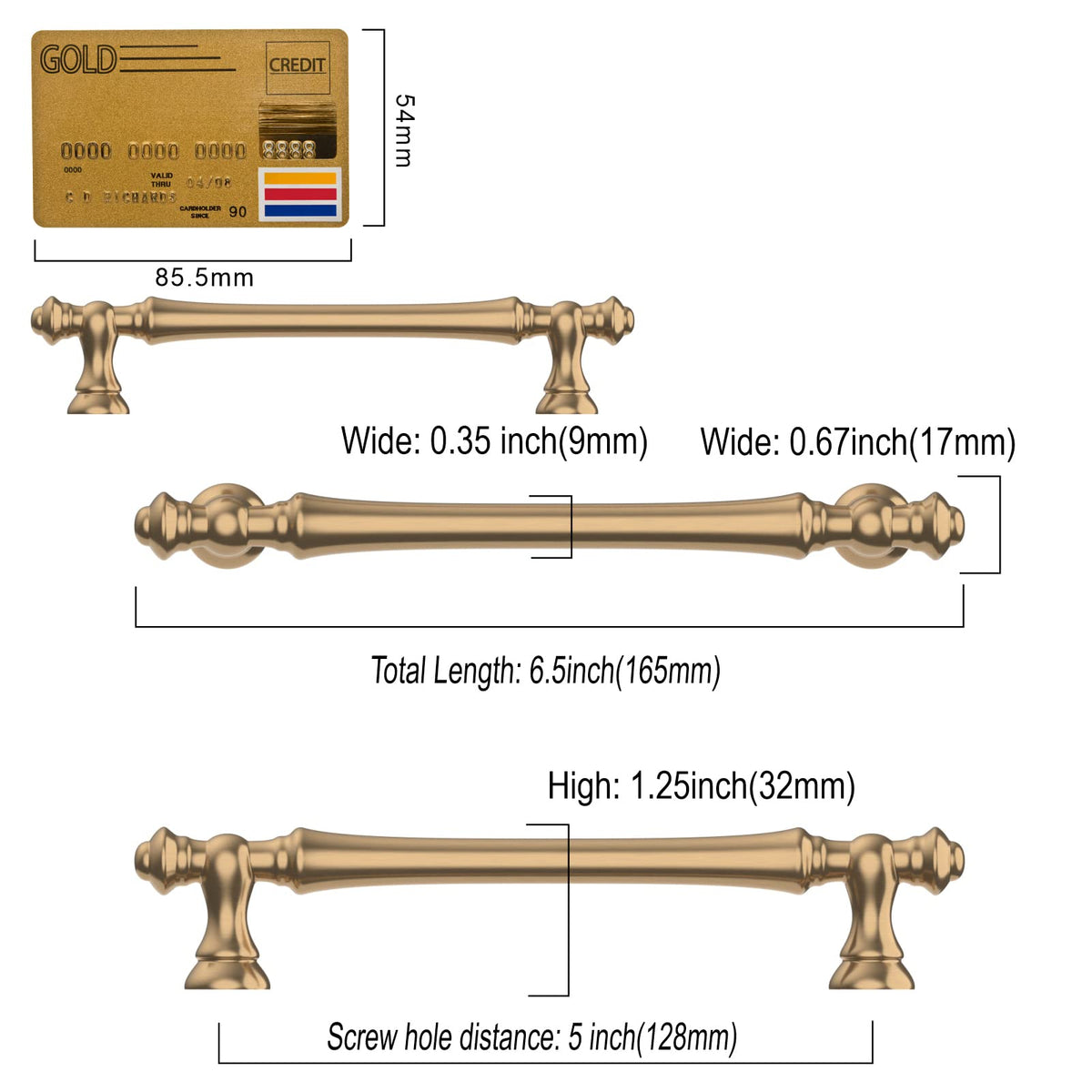 10 Pack Champagne Bronze Cabinet Pulls 5"